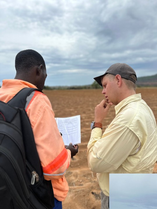 Inspecting the newly planted trial plots